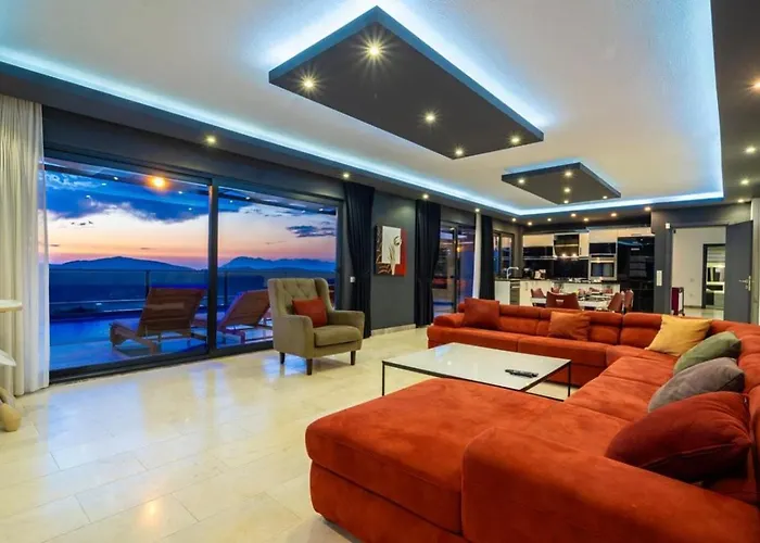 Koerdere 3 Bedroom Seaview With Private Pool Hot Tub Kalkan